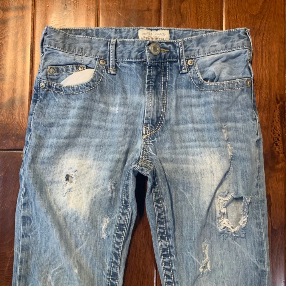 Y2K‎ Aeropostale Jeans Distressed Straight Leg Light Wash 28